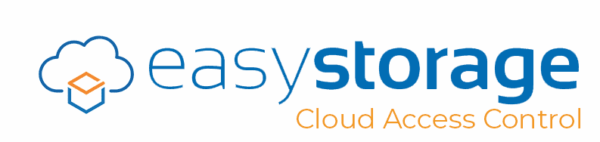 Logo for Easy Storage Cloud Access Control, featuring a cloud icon with a box and the brand name in blue and orange text—perfect for self storage software and modern storage unit management.