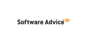 Software Advice logo with bold black text and an orange speech bubble icon on a white background.