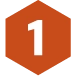 A white number 1 inside a red-orange hexagon with a gray shadow.